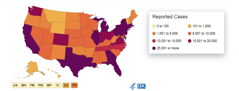 Header for COVID19 coronavirus cases based on CDC